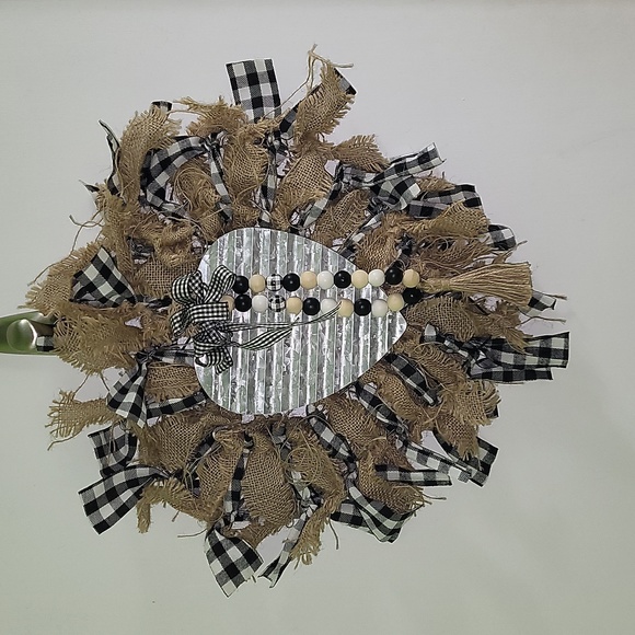 Plaid heart burlap wreath - Picture 4 of 4